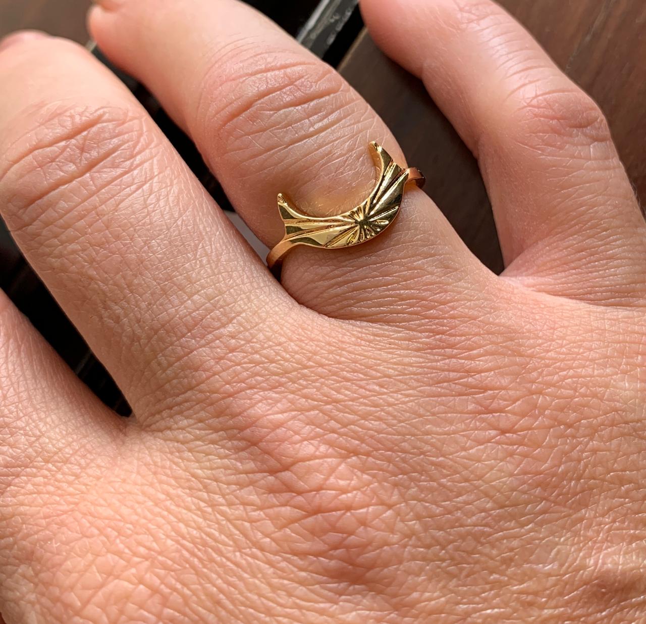 ANEL ORGANICO LUA REGULAVEL BANHO OURO 18K