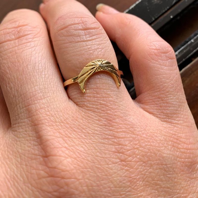 ANEL ORGANICO LUA REGULAVEL BANHO OURO 18K