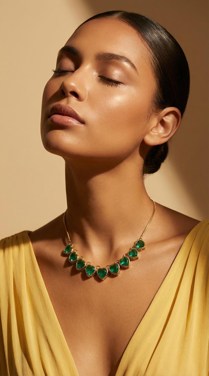 COLAR COM PEDRARIA ZIRCONIA VERDE CORACAO