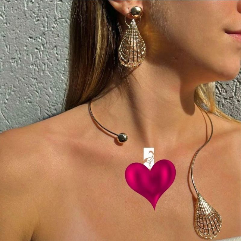 COLAR CHOKER ARO GOTA REDE RODIO BRANCO COR PRATA