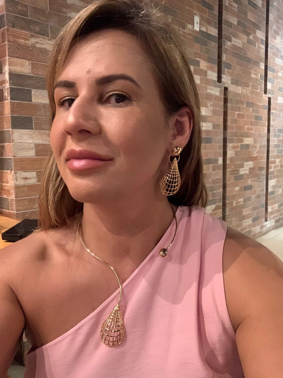 COLAR CHOKER ARO GOTA REDE RODIO BRANCO COR PRATA