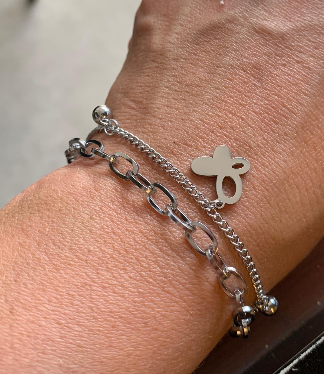 PULSEIRA CORRENTE COM PINGENTE BORBOLETA BOLA