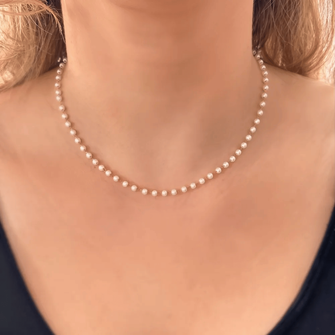 Coker de perolas inteira 2mm 40cm + 5cm de extensor - Ouro