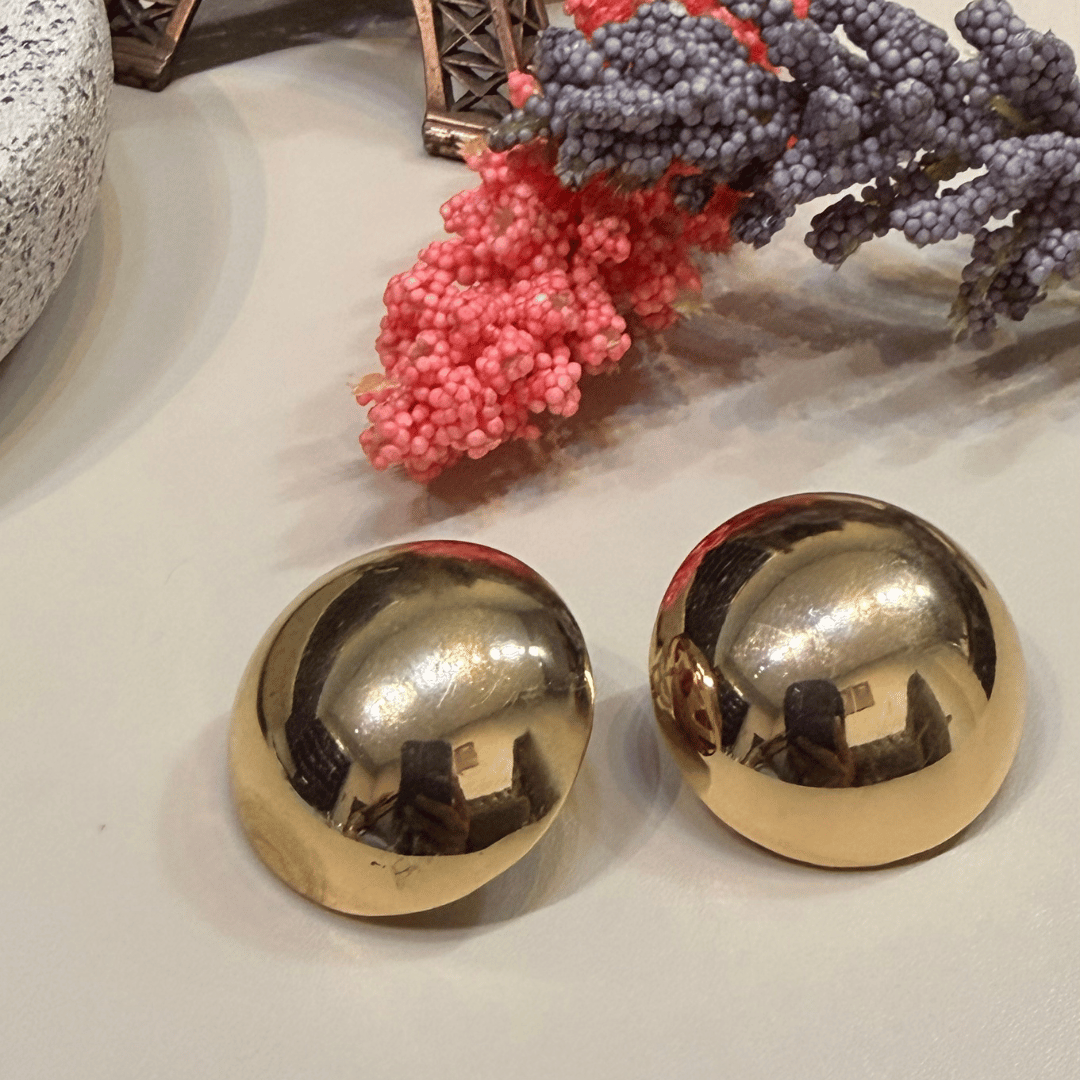 Brinco de botão liso 30mm tarraxa