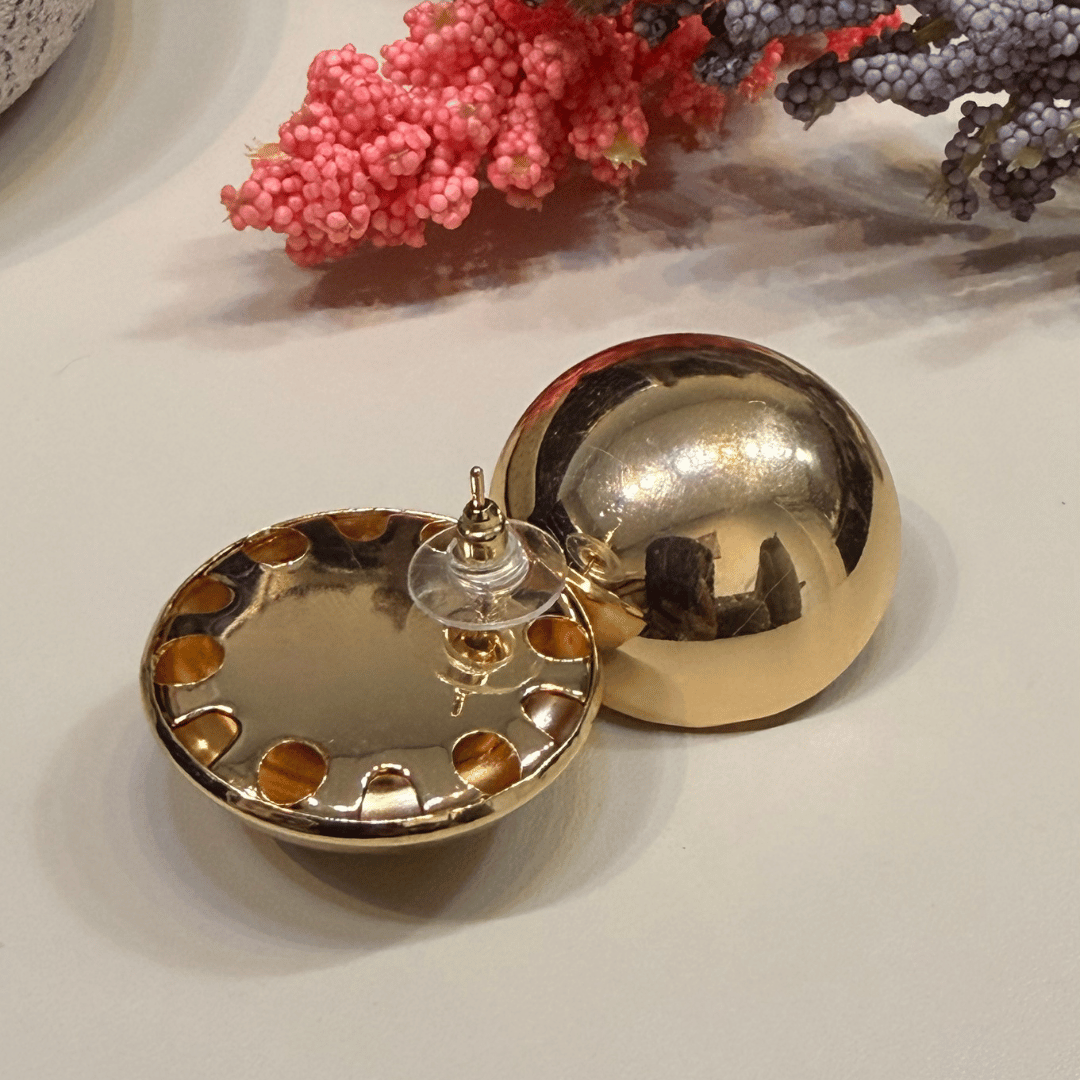 Brinco de botão liso 30mm tarraxa