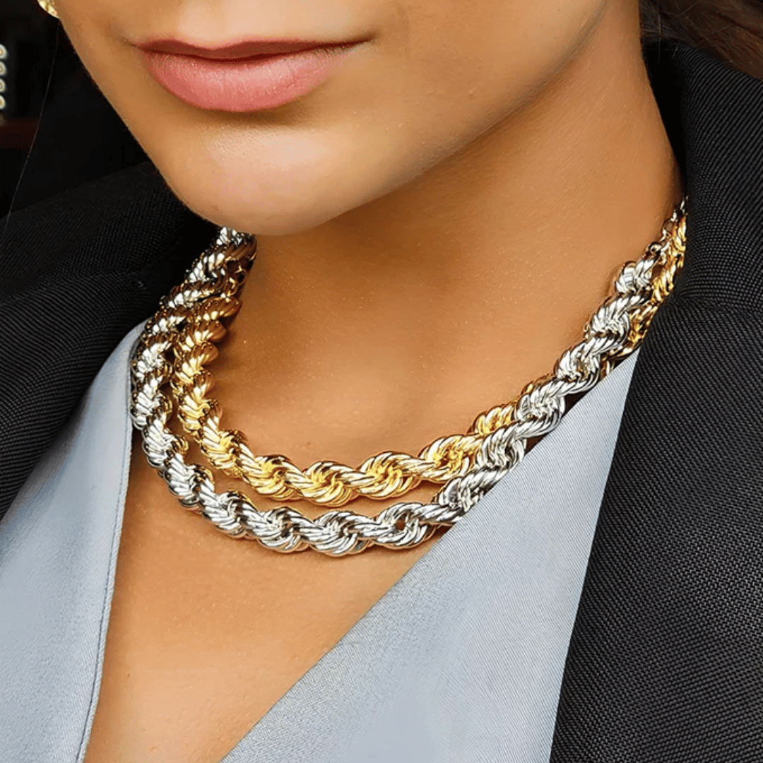 Choker cordão Torcido 10mm de espessura 40cm de comprimento + 5cm de extensor