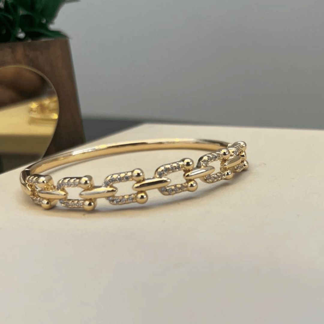 Bracelete Elos cravejados - Abertura lateral