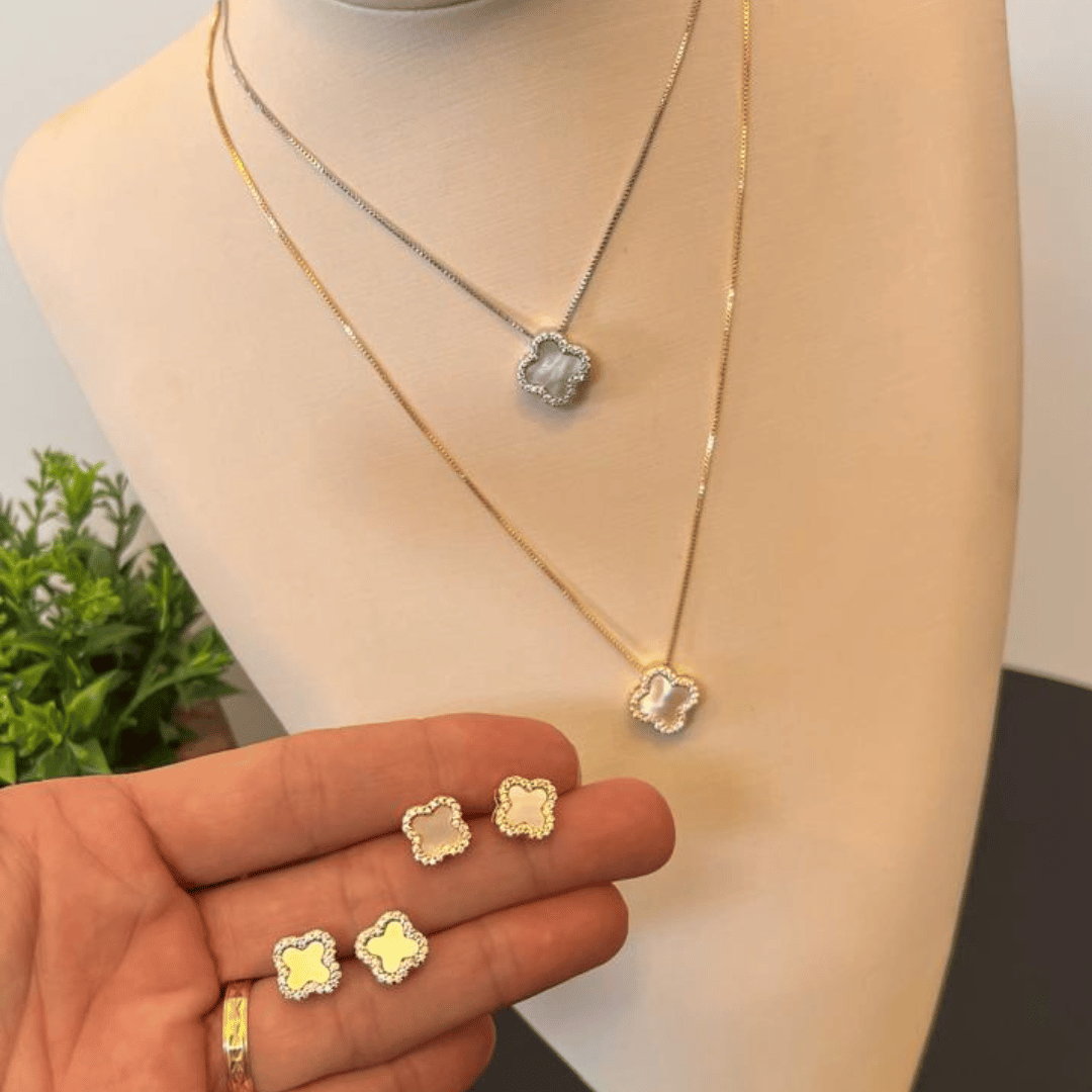 Conjunto Trevo Inspiração - Madre Pérola