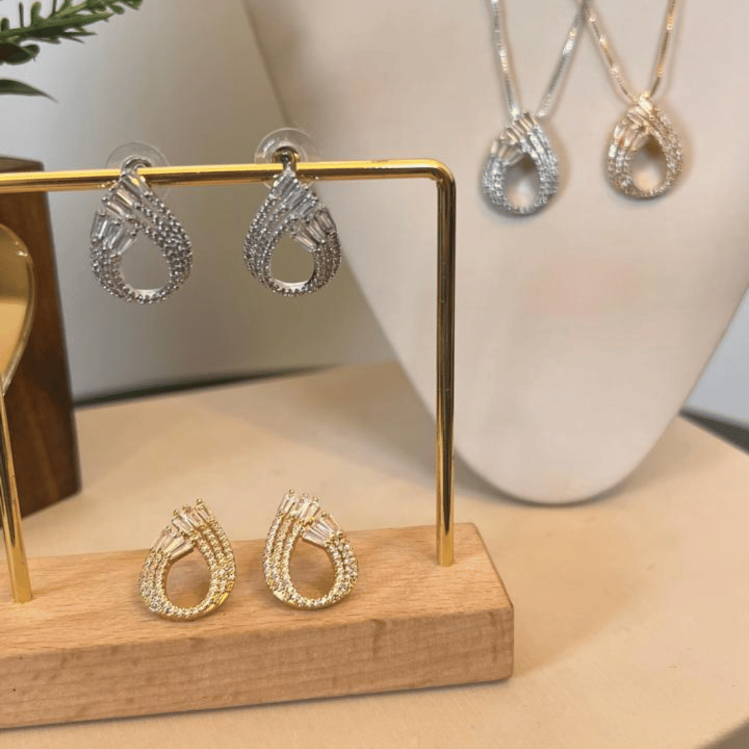 Conjunto Gota Cravejado em Zircônias