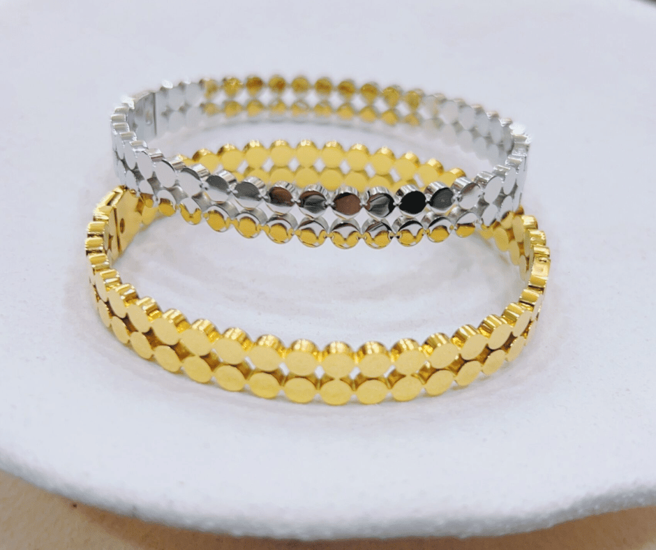 Bracelete em Aço Inox Esferas - Aço com banho