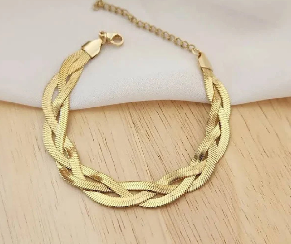 Pulseira de Fita Trançada tripla
