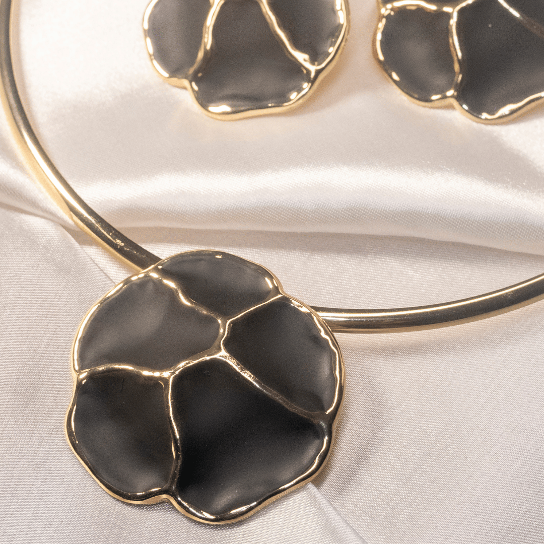 Conjunto de Flor preta fosca - Aro