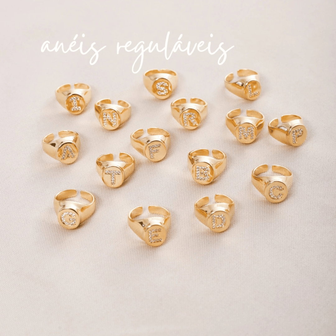 Anel de Dedinho Regulável com letra  A