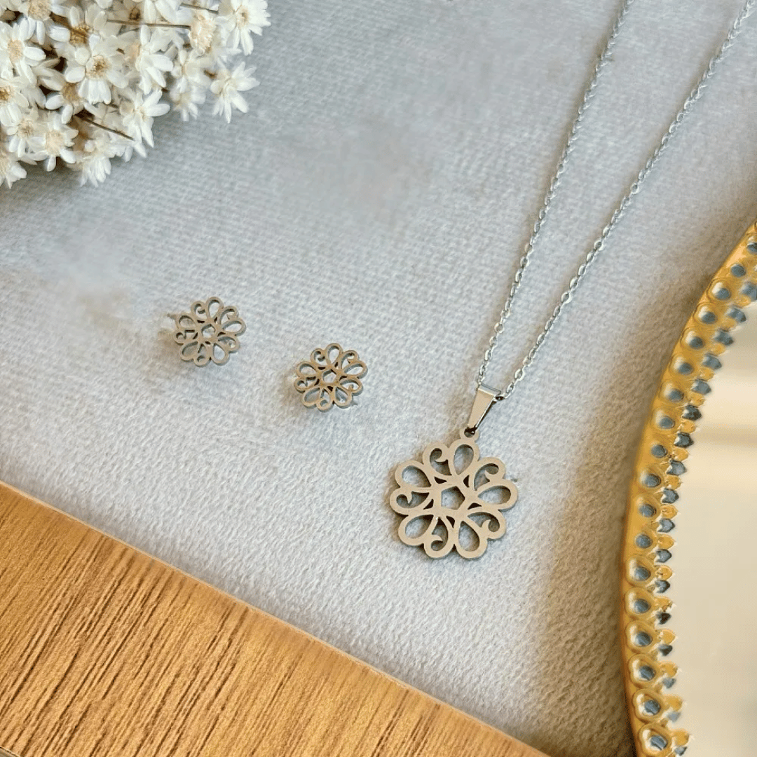 Conjunto de Flor Vazada - Aço inox