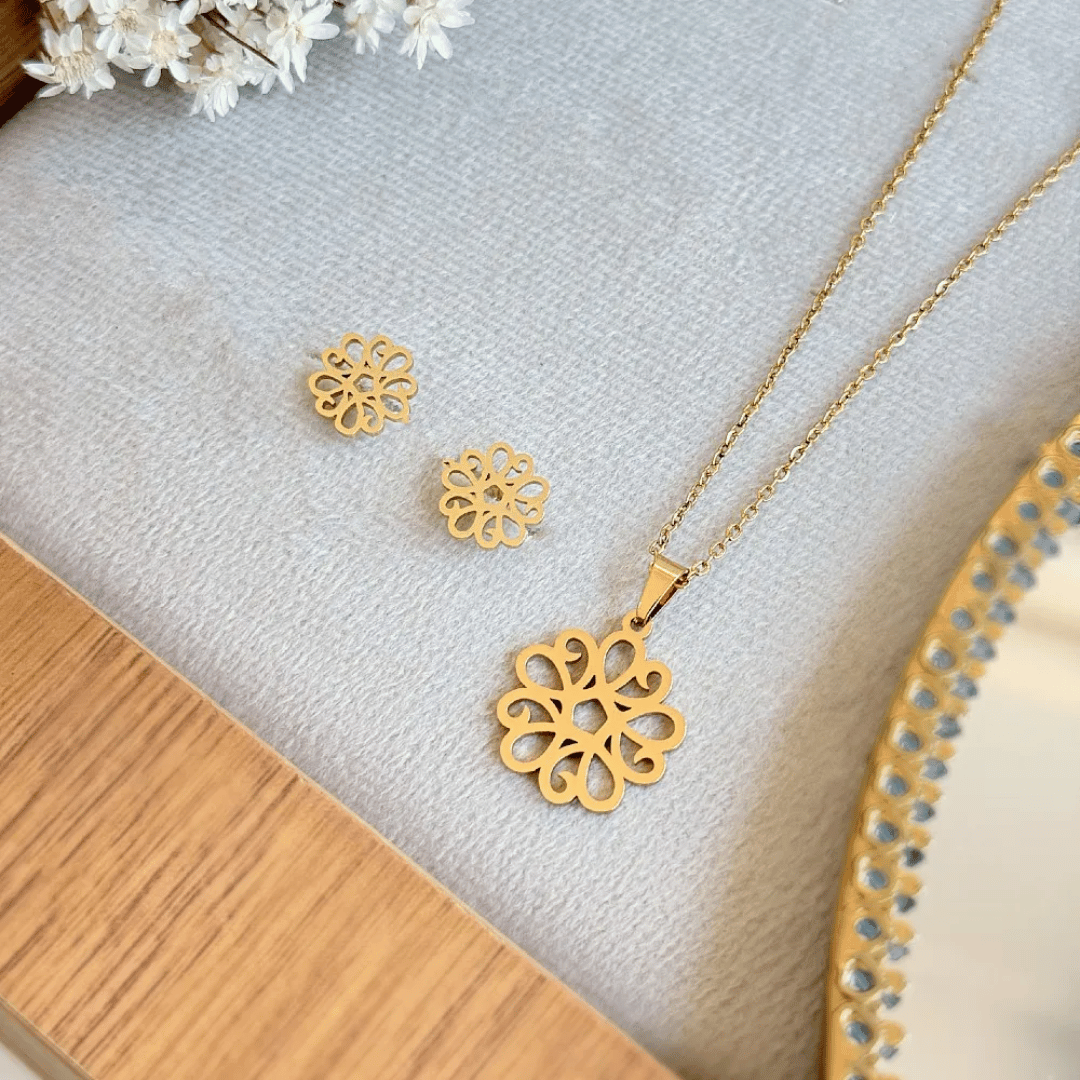 Conjunto de Flor Vazada - Aço inox