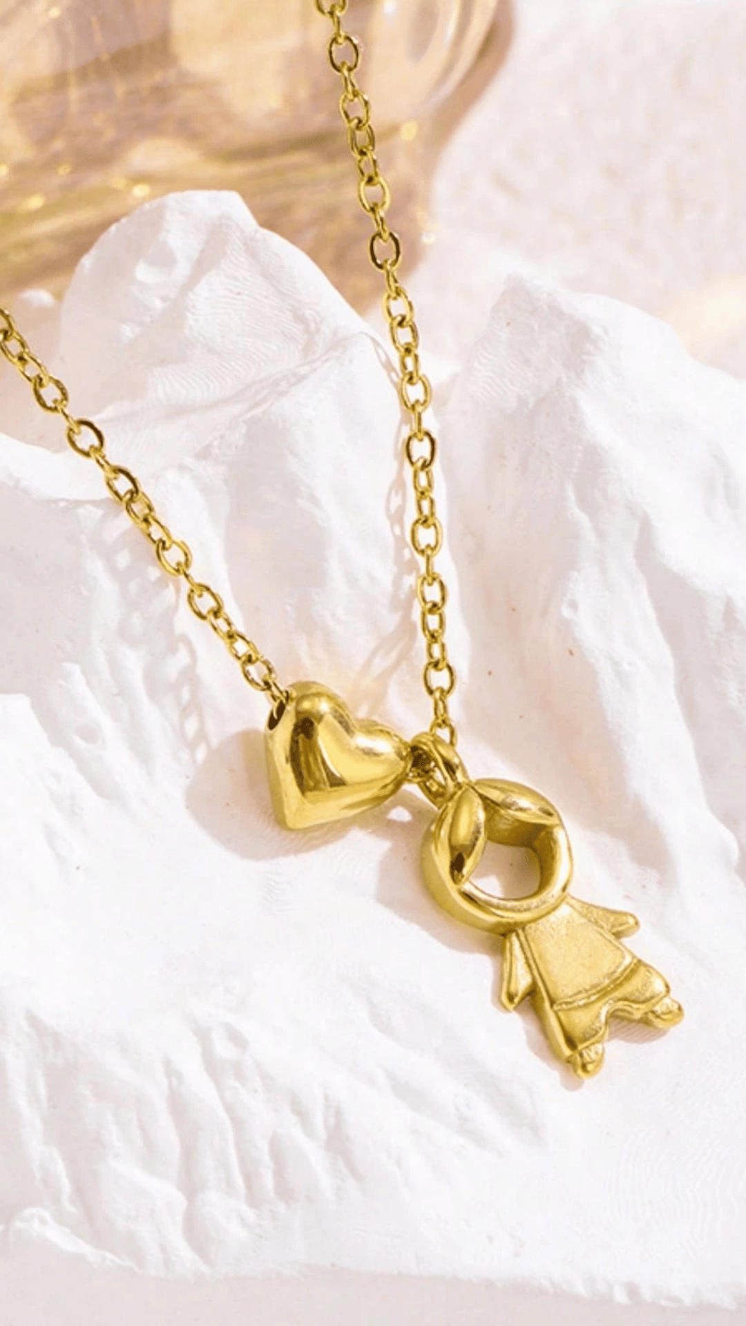 Colar Familia - Casal - Aço com Banho de Ouro