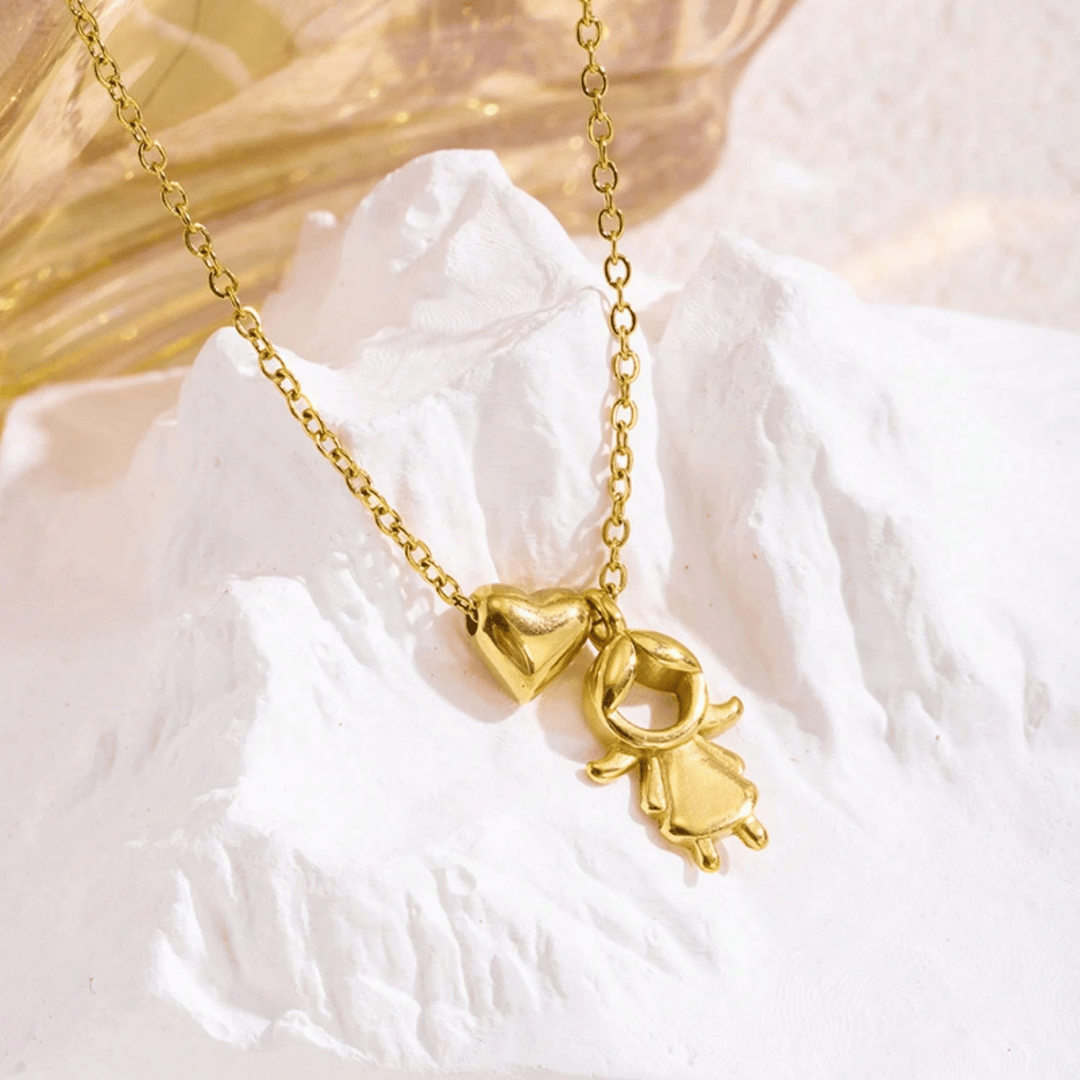 Colar Familia - Casal - Aço com Banho de Ouro