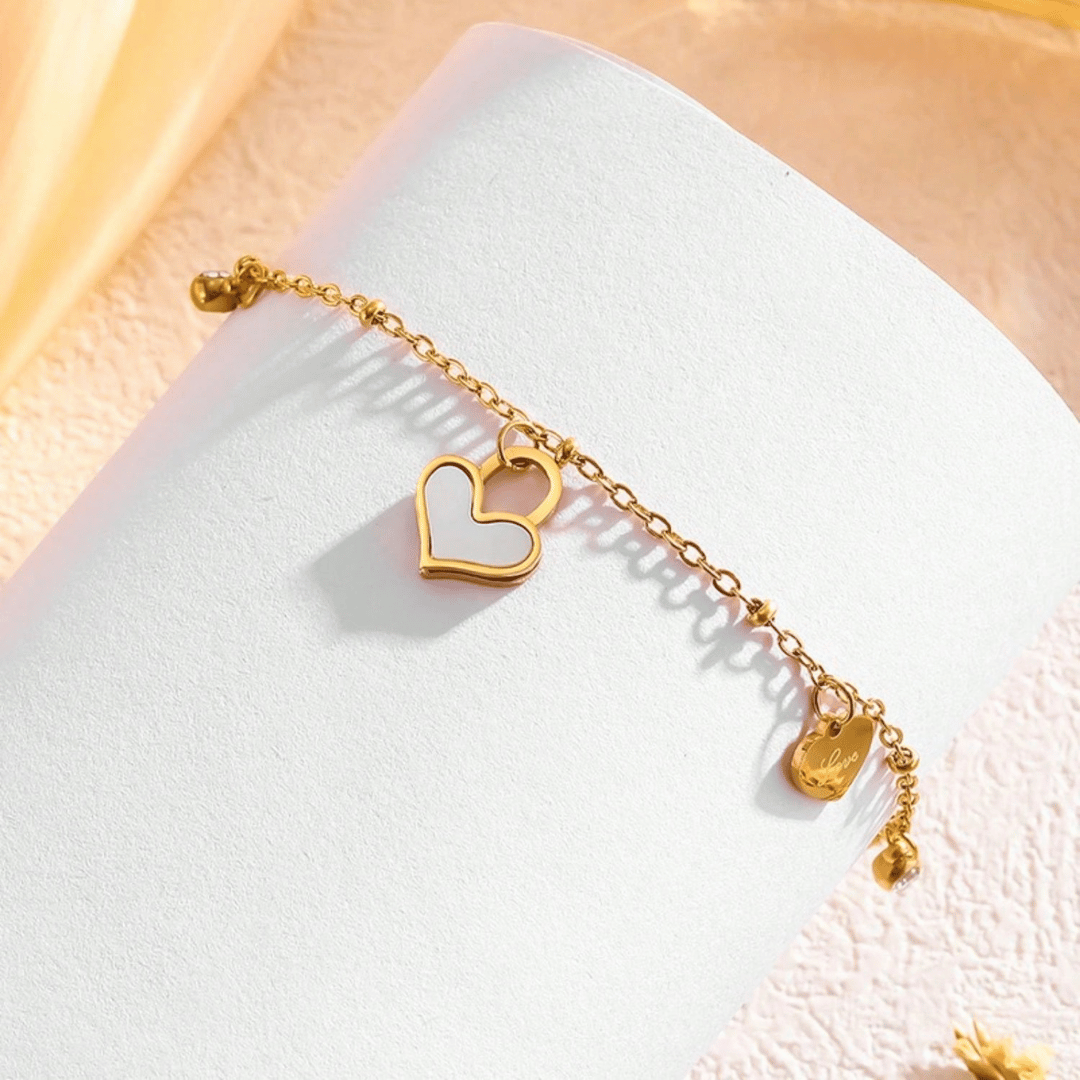 Pulseira Coração de madre perola