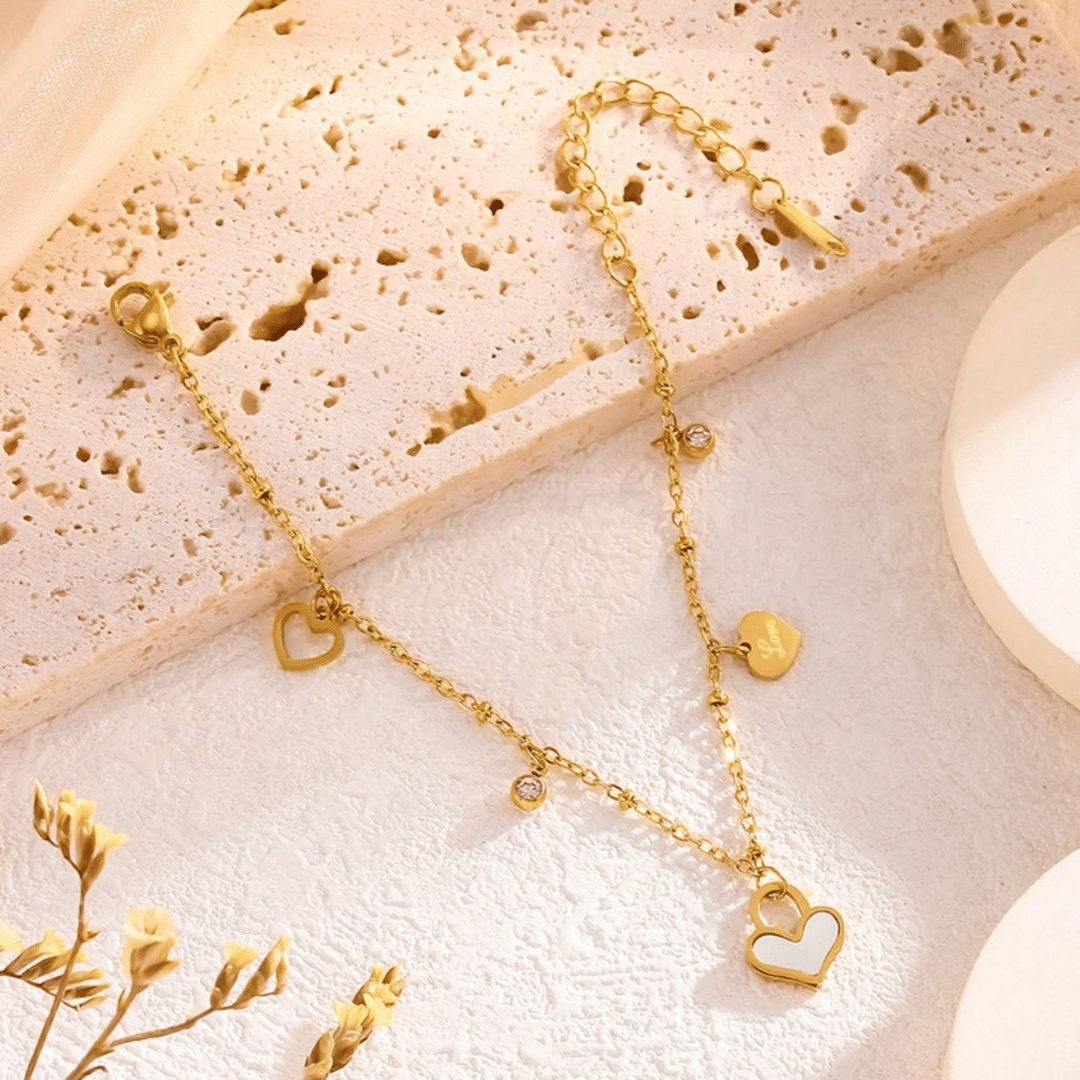 Pulseira Coração de madre perola