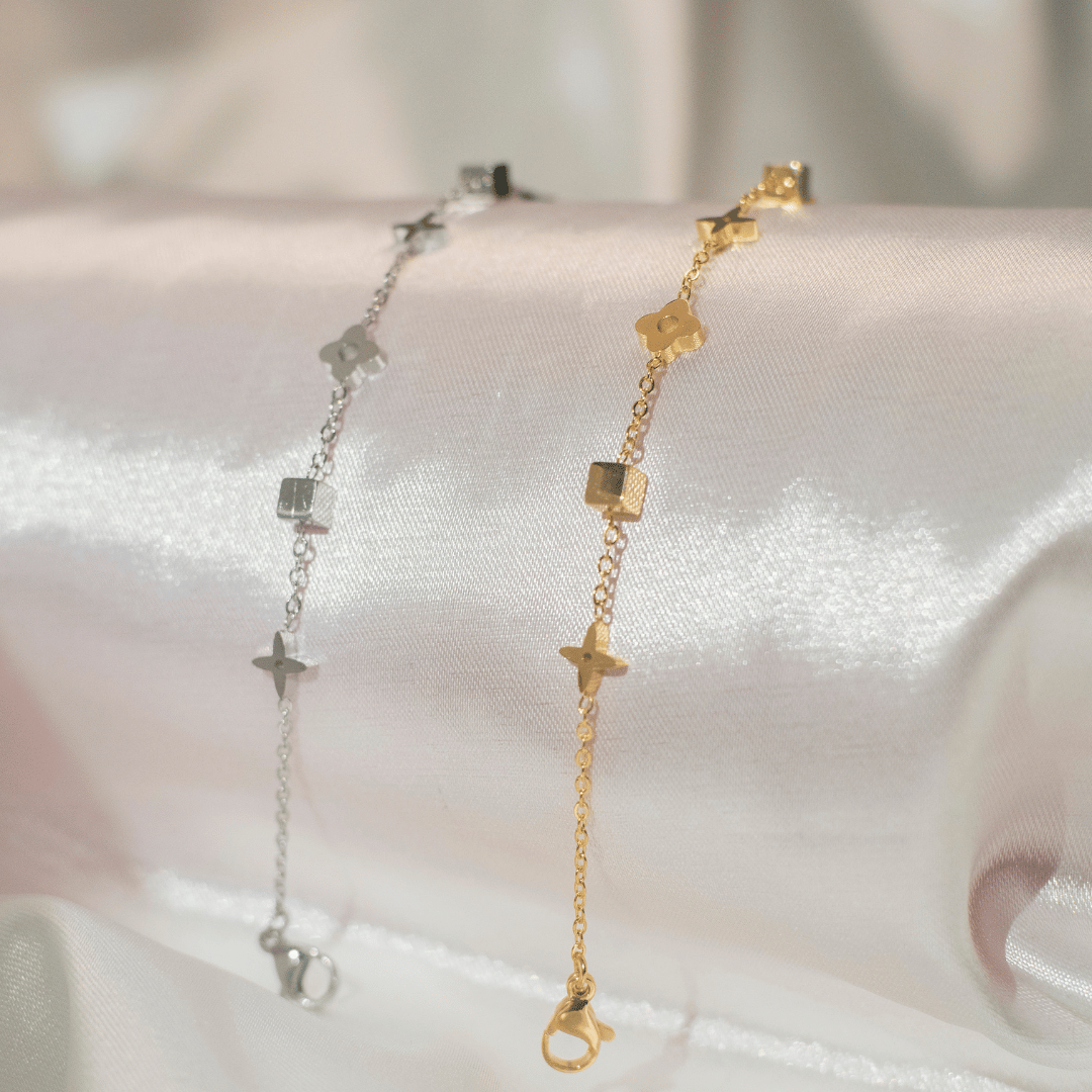 Pulseira de Trevo - Aço Inox com Banho