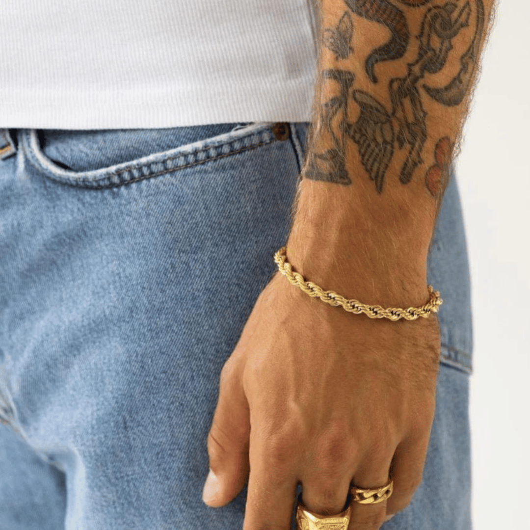 Pulseira Cordão Torcido 8mm 21cm - Aço com Banho