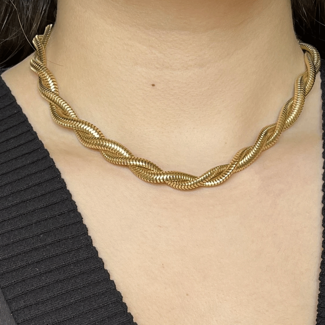 Colar Malha Torcida - Aço com Banho