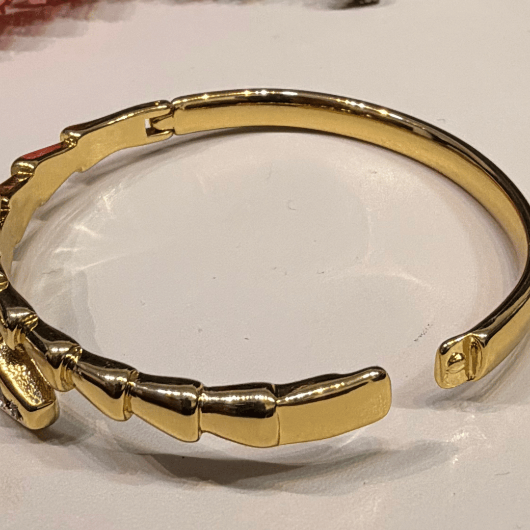 Bracelete de Cobra - Aço com Banho de Ouro