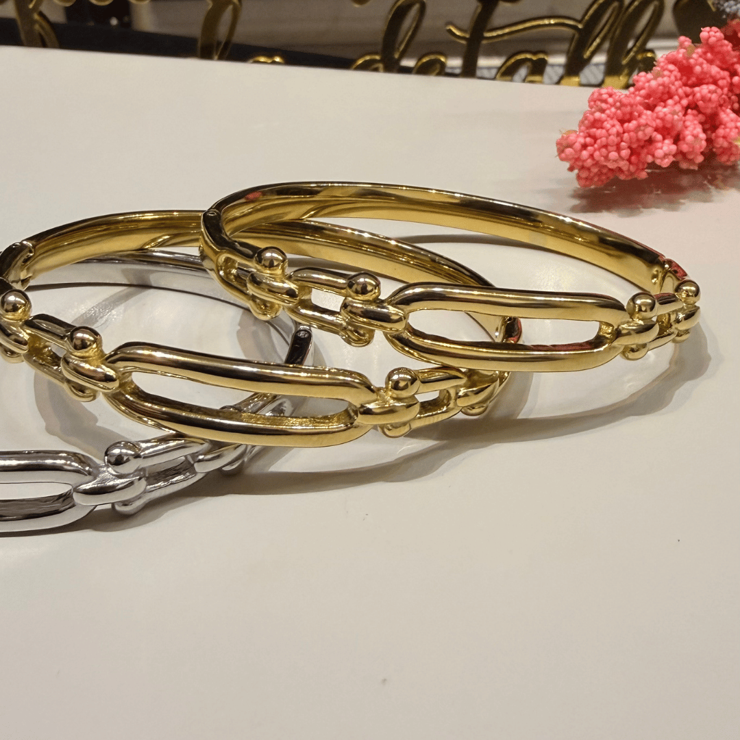 Bracelete Vazado - Aço com Banho de Ouro