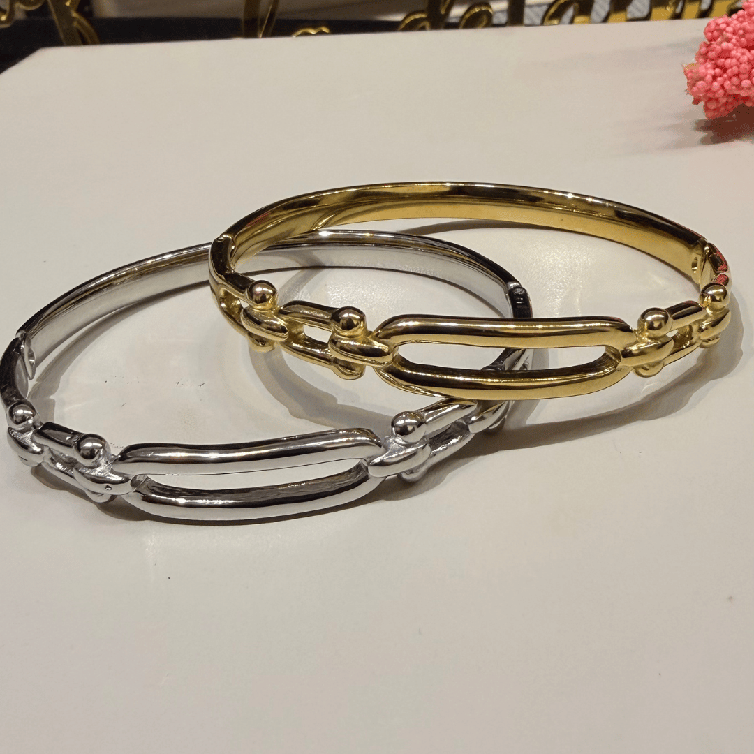 Bracelete Vazado - Aço com Banho de Ouro