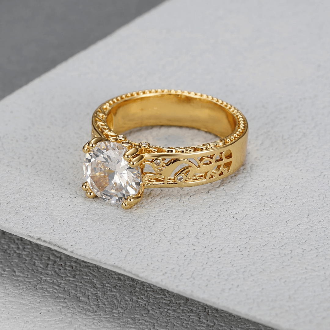 Anel Solitário Zircônia 10mm 4 garras