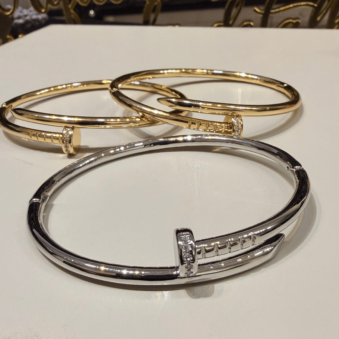 Bracelete de Prego Cravejado - Banhado a ouro