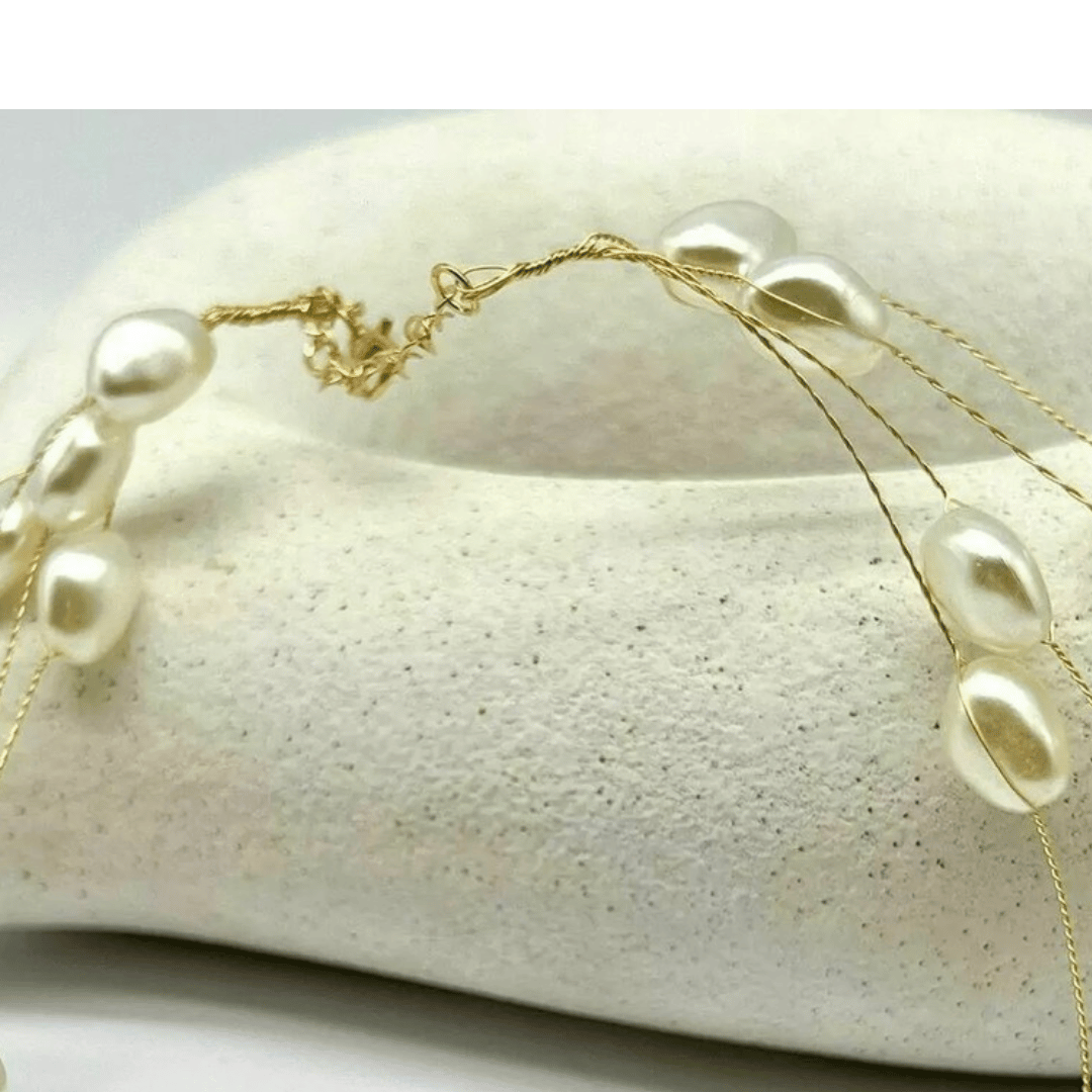 Choker Pérolas 4 aros - Banho de Ouro