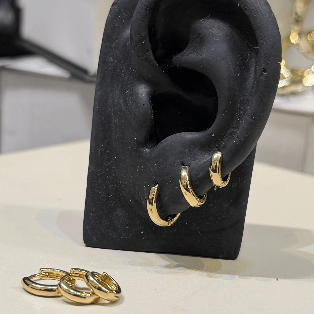 Brinco Trio de Argolinha Lisa - 12/10/9mm - Banho de Ouro