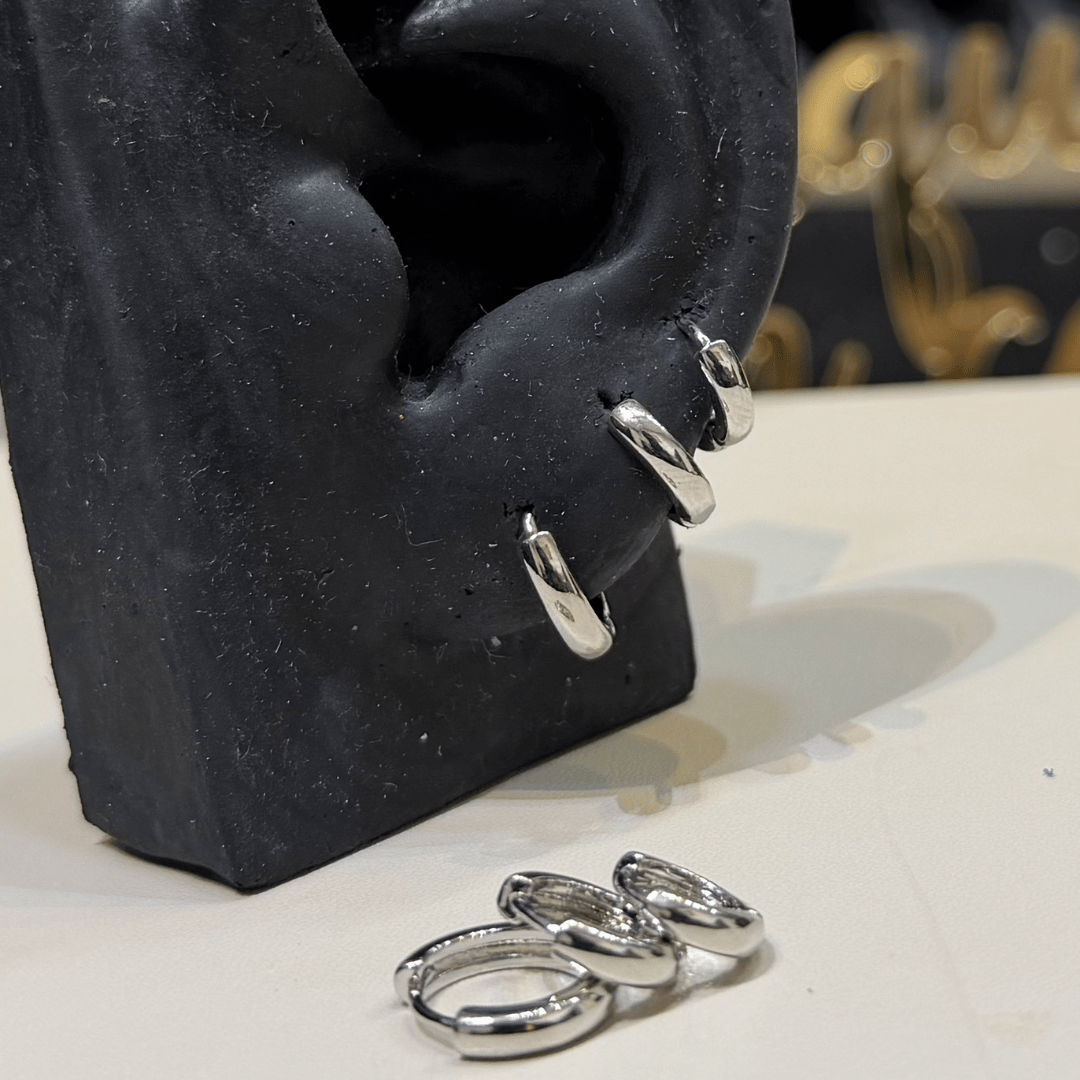 Brinco Trio de Argolinha Lisa - 12/10/9mm - Banho de Ouro