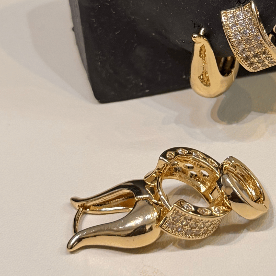 Trio brinco Clik - Banho de Ouro