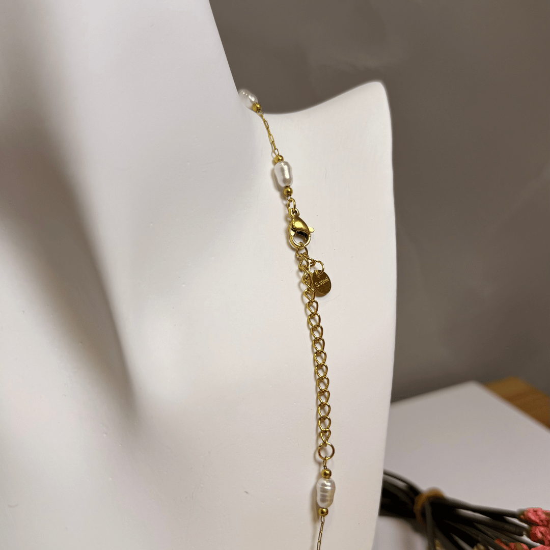 Colar Pérolas Agua doce - Aço com Banho