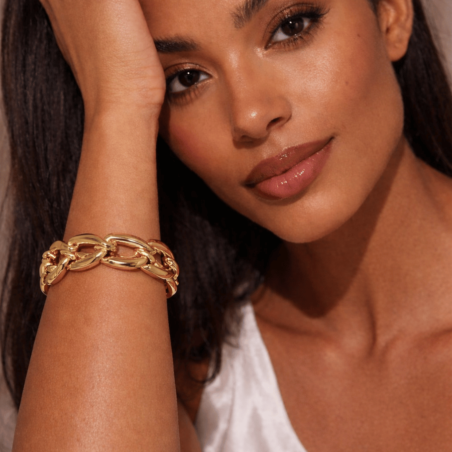 Bracelete Elos vazados - Banho de Ouro