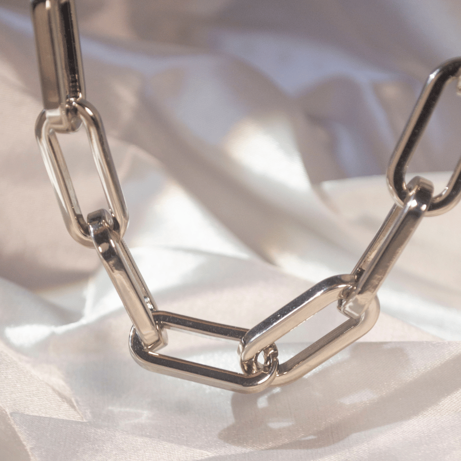 Choker Elos Retangulares - Banho de Rodio