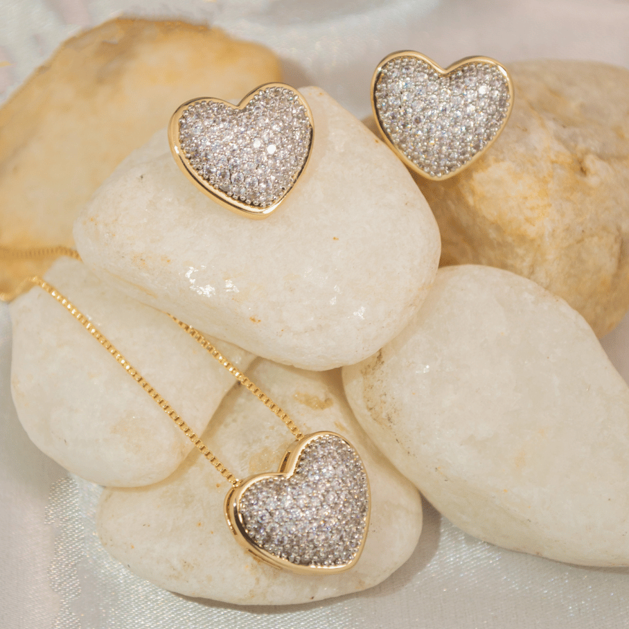 Conjunto coração cravejado - Mix Banhos