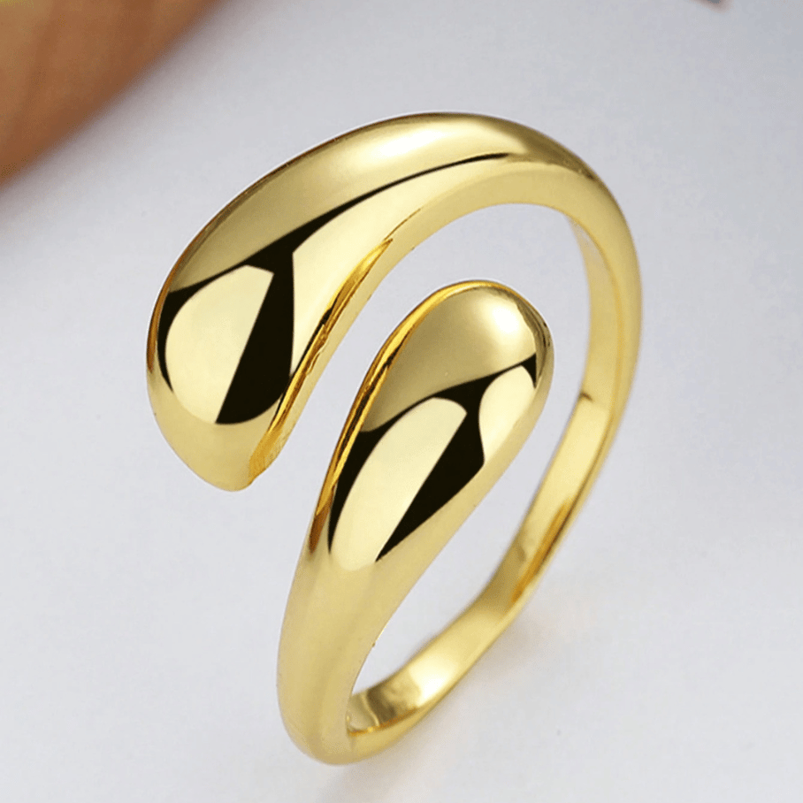 Anel Ajustável Geométrico em Gota de Água Minimalista de -  Aço Inoxidável Banho