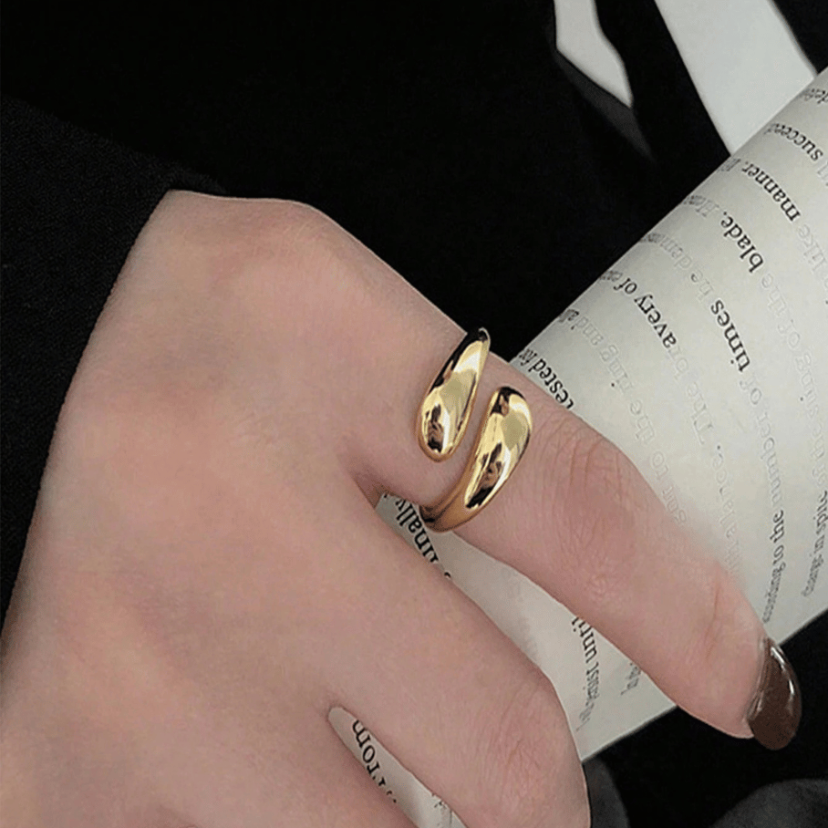 Anel Ajustável Geométrico em Gota de Água Minimalista de -  Aço Inoxidável Banho