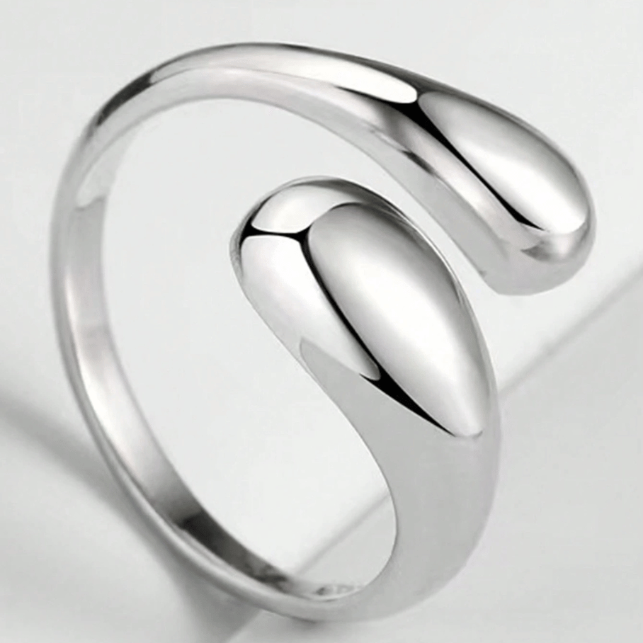 Anel Ajustável Geométrico em Gota de Água Minimalista de -  Aço Inoxidável