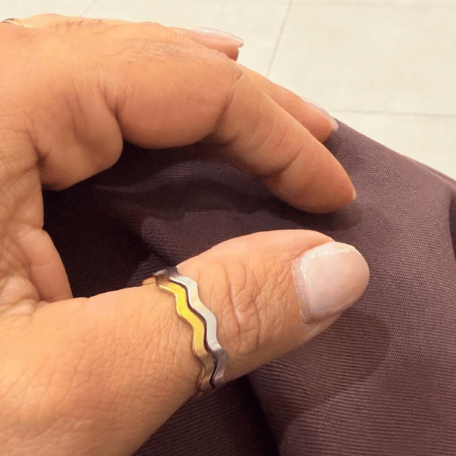 Anel Ondulado regulável - Aço com Banho