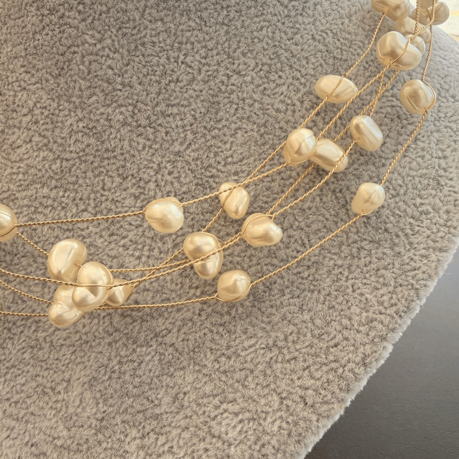 Choker Perolas 05 aros - Banho de ouro