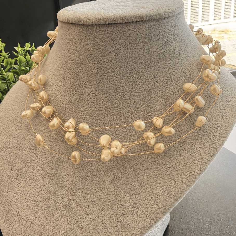 Choker Perolas 05 aros - Banho de ouro