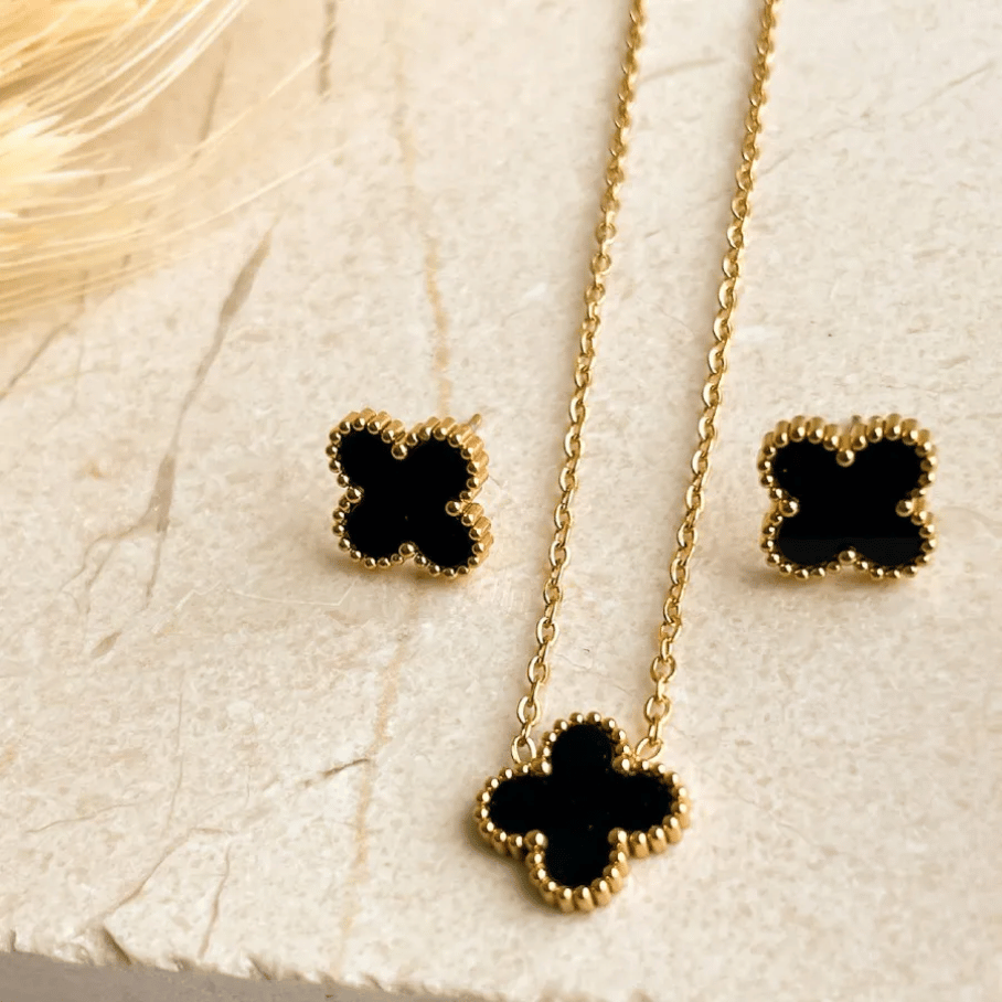 Conjunto de Trevo Inspiração - Aço Inox com Banho