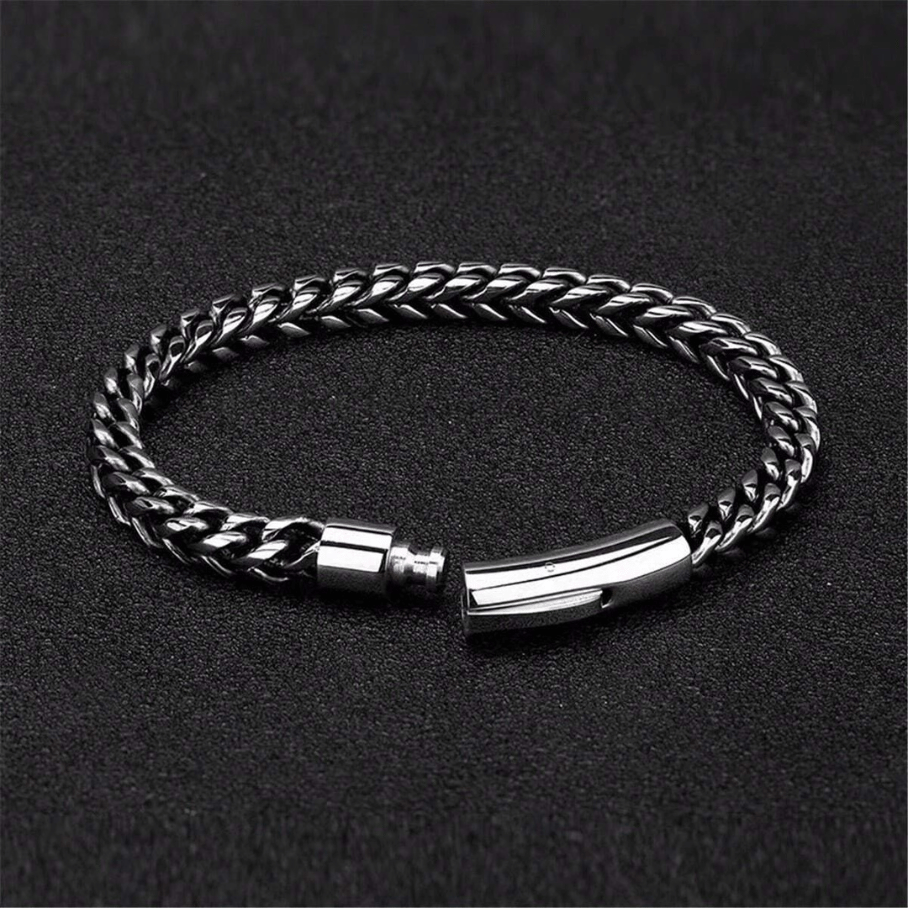 Pulseira Masculina em Elo Grumet dupla em aço inox Fecho com Trava
